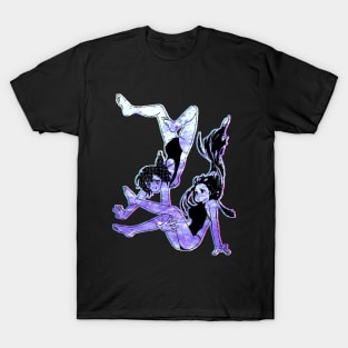 Manga Girls Underwater Glitch Aesthetic T-Shirt